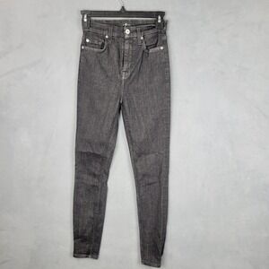 7 For All Mankind Jeans Womens 24 Gray Skinny Stretch‎ Denim Mid Rise Pants